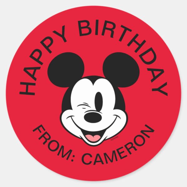 Disney_Mickey_Mouse_Winking_Face___Happy_Birthday_Classic_Round_Sticker_1 Disney Mickey Mouse Winking Face Happy Birthday Classic Round Sticker