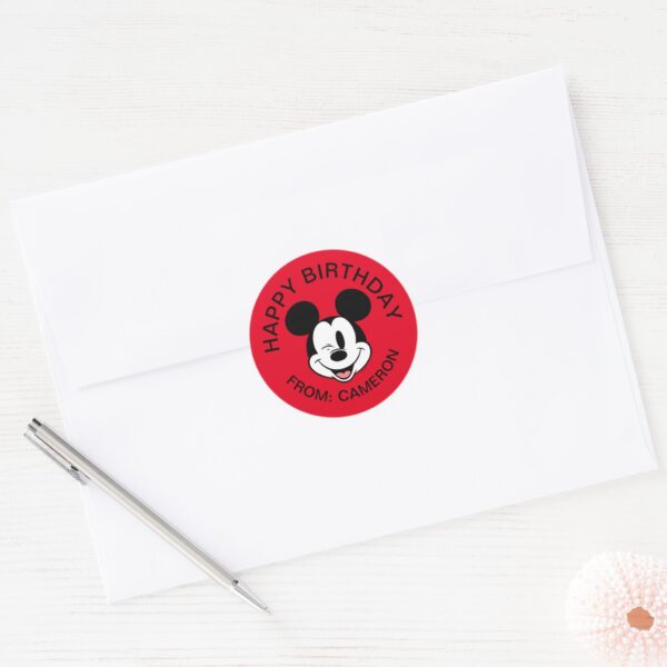 Disney_Mickey_Mouse_Winking_Face___Happy_Birthday_Classic_Round_Sticker_3 Disney Mickey Mouse Winking Face Happy Birthday Classic Round Sticker