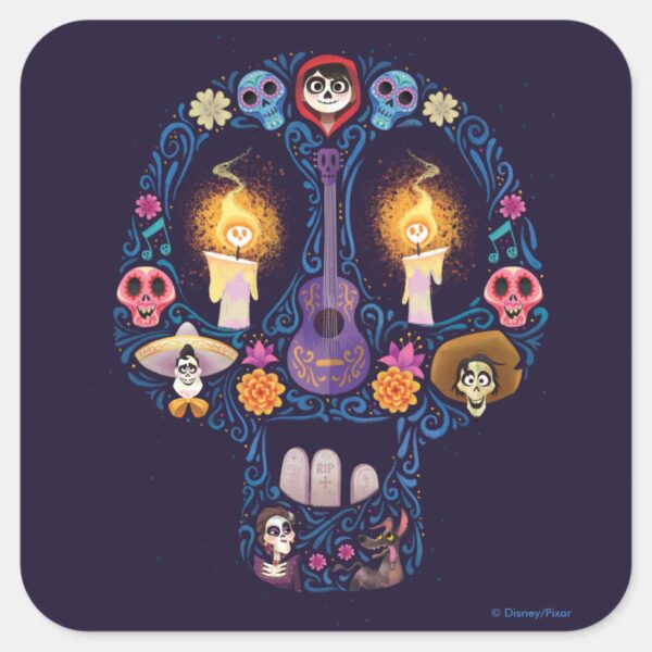 Disney_Pixar_Coco___Character_Sugar_Skull_Square_Sticker_1 Disney Pixar Coco Character Sugar Skull Square Sticker