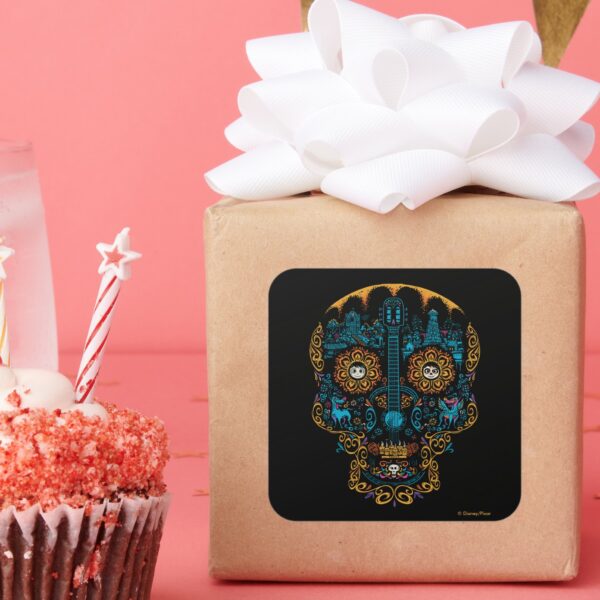 Disney_Pixar_Coco___Colorful_Ornate_Skull_Guitar_Square_Sticker_7 Disney Pixar Coco Colorful Ornate Skull Guitar Square Sticker