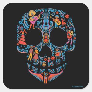 Disney Pixar Coco Colorful Sugar Skull Square Sticker