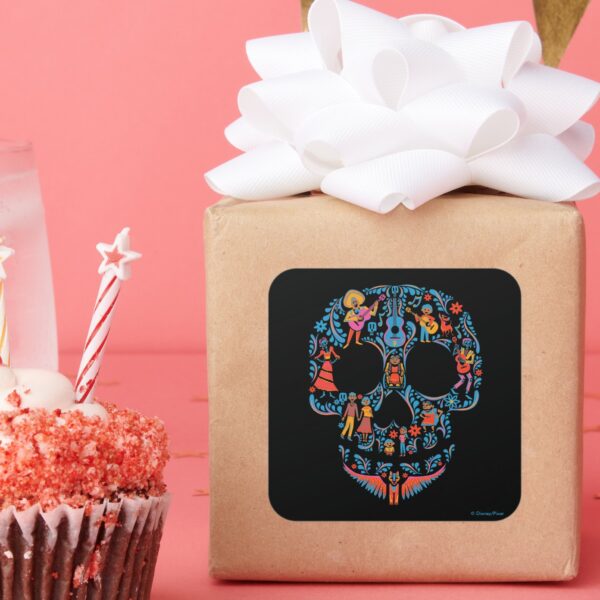 Disney_Pixar_Coco___Colorful_Sugar_Skull_Square_Sticker_7 Disney Pixar Coco Colorful Sugar Skull Square Sticker