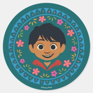Disney Pixar Coco Miguel Floral Graphic Classic Round Sticker
