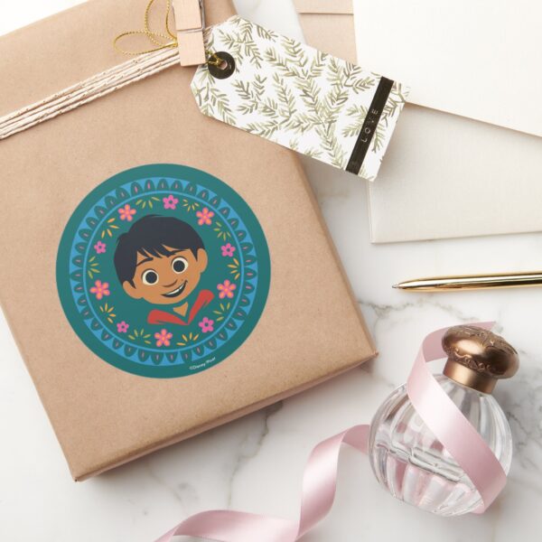 Disney_Pixar_Coco___Miguel___Floral_Graphic_Classic_Round_Sticker_5 Disney Pixar Coco Miguel Floral Graphic Classic Round Sticker