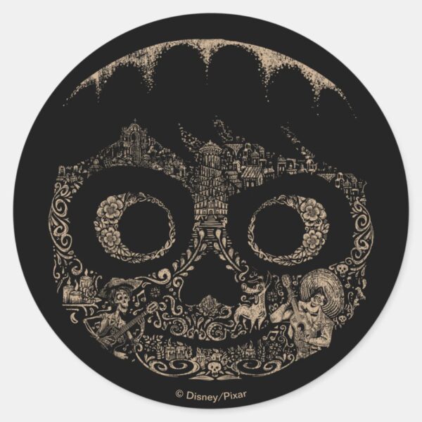 Disney_Pixar_Coco___Miguel___Ornate_Skull_Graphic_Classic_Round_Sticker_1 Disney Pixar Coco Miguel Ornate Skull Graphic Classic Round Sticker