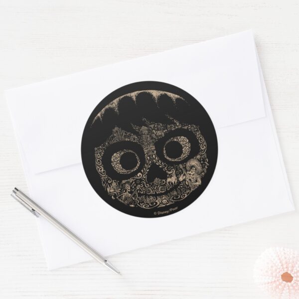 Disney_Pixar_Coco___Miguel___Ornate_Skull_Graphic_Classic_Round_Sticker_3 Disney Pixar Coco Miguel Ornate Skull Graphic Classic Round Sticker