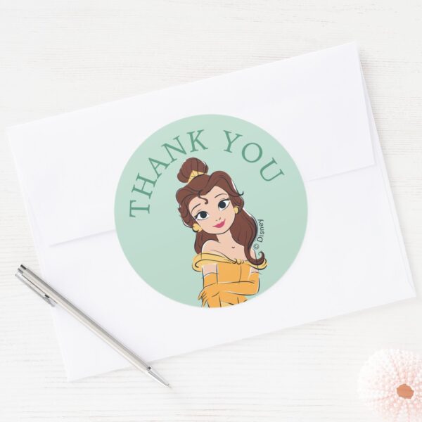Disney_Princess_Belle_l_Girls_Birthday_Classic_Round_Sticker_4 Disney Princess Belle L Girls Birthday Classic Round Sticker