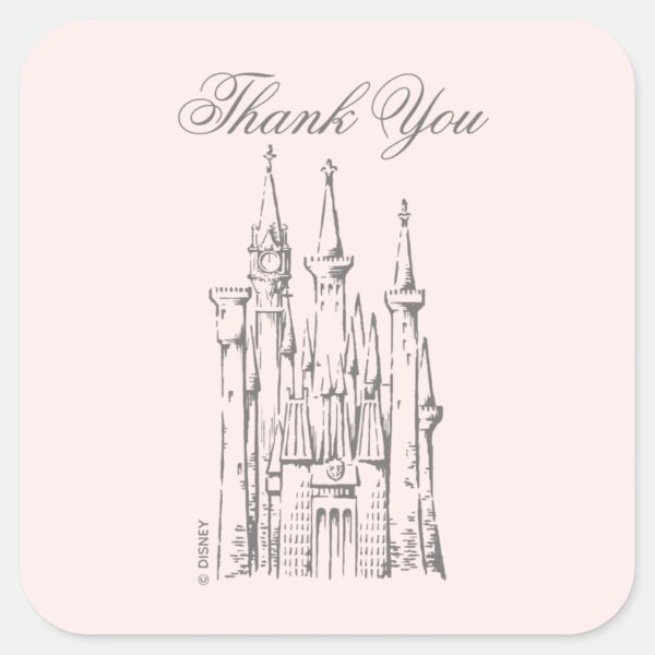 Disney_Princess_Castle___Baby_Shower_Thank_You_Square_Sticker_1 Disney Princess Castle Baby Shower Thank You Square Sticker