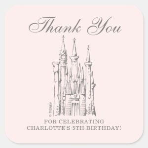 Disney Princess Castle Fairy Tale Thank You Square Sticker