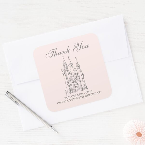 Disney_Princess_Castle___Fairy_Tale_Thank_You_Square_Sticker_4 Disney Princess Castle Fairy Tale Thank You Square Sticker