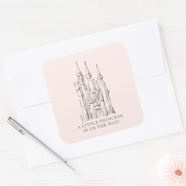 Disney_Princess_Castle___Fairytale_Baby_Shower_Square_Sticker_3 Disney Princess Castle Fairytale Baby Shower Square Sticker