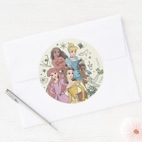 Disney_Princess_Marker_Doodles_Classic_Round_Sticker_3 Disney Princess Marker Doodles Classic Round Sticker