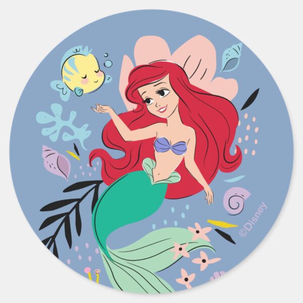 Disney_Princess___Ariel_&_the_Ocean_Animals_Classic_Round_Sticker_1 Disney Princess Ariel The Ocean Animals Classic Round Sticker