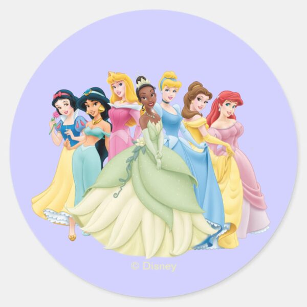 Disney_Princess___Aurora,_Tiana,_Cinderella_Center_Classic_Round_Sticker_1 Disney Princess Aurora Tiana Cinderella Center Classic Round Sticker