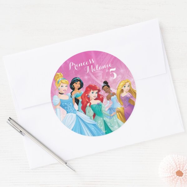 Disney_Princess___Birthday_Classic_Round_Sticker_4 Disney Princess Birthday Classic Round Sticker