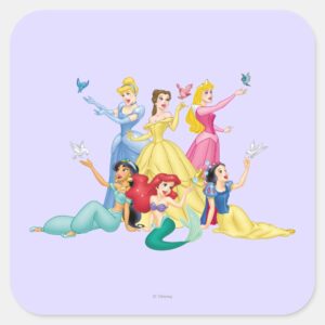 Disney Princess Hands Up With Birds Square Sticker