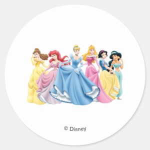 Disney Princess Holding Dresses Out Classic Round Sticker