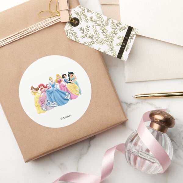 Disney_Princess___Holding_Dresses_Out_Classic_Round_Sticker_5 Disney Princess Holding Dresses Out Classic Round Sticker