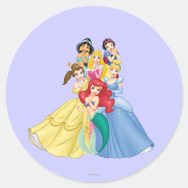 Disney_Princess___Holding_Hand_to_Face_Classic_Round_Sticker_1 Disney Princess Holding Hand To Face Classic Round Sticker
