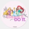 Disney_Princesses___Never_Give_Up_Classic_Round_Sticker_1 Disney Princesses Never Give Up Classic Round Sticker