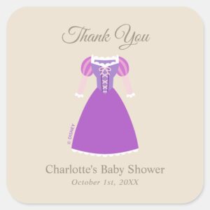 Disney Rapunzel Dress Girl Baby Show Thank You Square Sticker