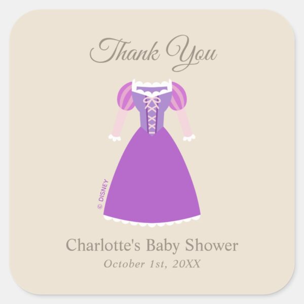 Disney_Rapunzel_Dress___Girl_Baby_Show_Thank_You_Square_Sticker_2 Disney Rapunzel Dress Girl Baby Show Thank You Square Sticker