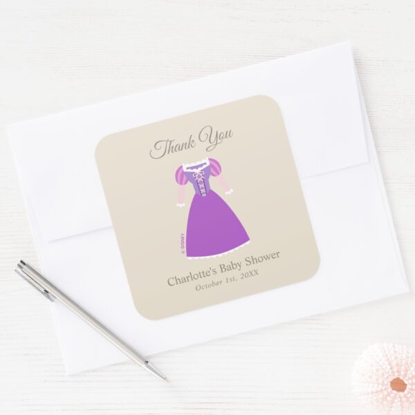 Disney_Rapunzel_Dress___Girl_Baby_Show_Thank_You_Square_Sticker_4 Disney Rapunzel Dress Girl Baby Show Thank You Square Sticker