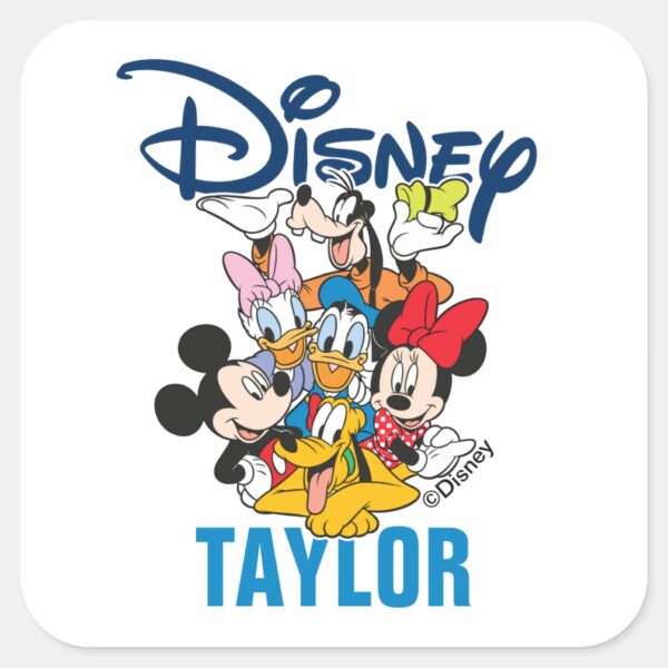 Disney___Mickey_&_Friends_-_Family_Vacation_Square_Sticker_1 Disney Mickey Friends Family Vacation Square Sticker