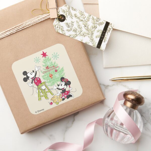 Disney___Mickey_&_Minnie___Classic_Christmas_Tree_Square_Sticker_4 Disney Mickey Minnie Classic Christmas Tree Square Sticker