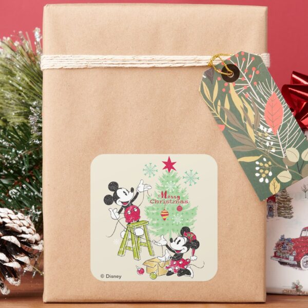Disney___Mickey_&_Minnie___Classic_Christmas_Tree_Square_Sticker_5 Disney Mickey Minnie Classic Christmas Tree Square Sticker