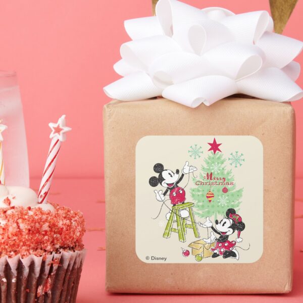 Disney___Mickey_&_Minnie___Classic_Christmas_Tree_Square_Sticker_6 Disney Mickey Minnie Classic Christmas Tree Square Sticker