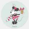Disney Mickey Minnie Holiday Stripes Pattern Classic Round Sticker