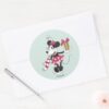 Disney Mickey Minnie Holiday Stripes Pattern Classic Round Sticker