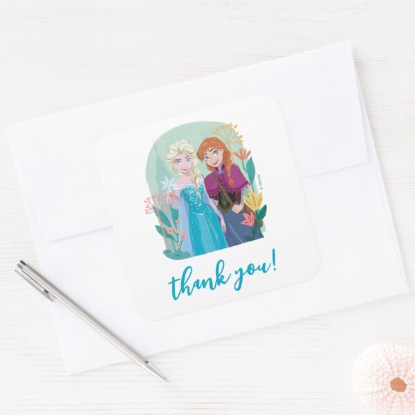 Disney's_Anna_&_Elsa_Frozen_Floral_Girls_Birthday_Square_Sticker_4 Disneys Anna Elsa Frozen Floral Girls Birthday Square Sticker