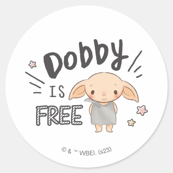 Dobby_Is_Free_Classic_Round_Sticker_1 Dobby Is Free Classic Round Sticker