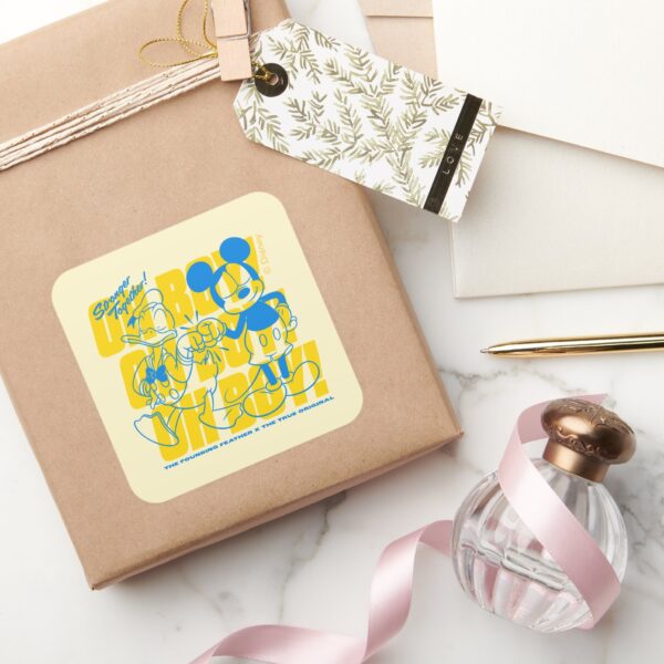 Donald_Duck_&_Mickey_Fist_Bump_Oh_Boy!_Square_Sticker_5 Donald Duck Mickey Fist Bump Oh Boy Square Sticker