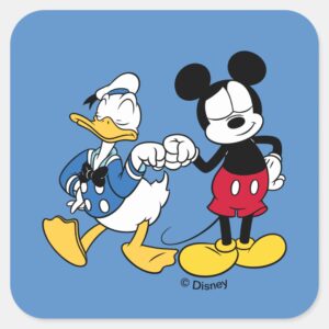 Donald_Duck_&_Mickey_Fist_Bump_Square_Sticker_1 Donald Duck Mickey Fist Bump Square Sticker