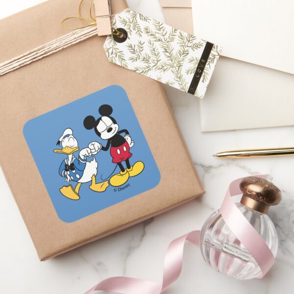 Donald_Duck_&_Mickey_Fist_Bump_Square_Sticker_5 Donald Duck Mickey Fist Bump Square Sticker