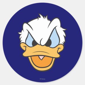 Donald Duck Angry Face Closeup Classic Round Sticker