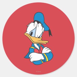 Donald Duck Arms Crossed Classic Round Sticker