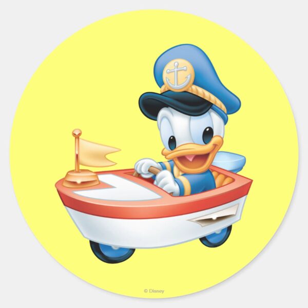Donald_Duck___Boat_Baby_Classic_Round_Sticker_1 Donald Duck Boat Baby Classic Round Sticker