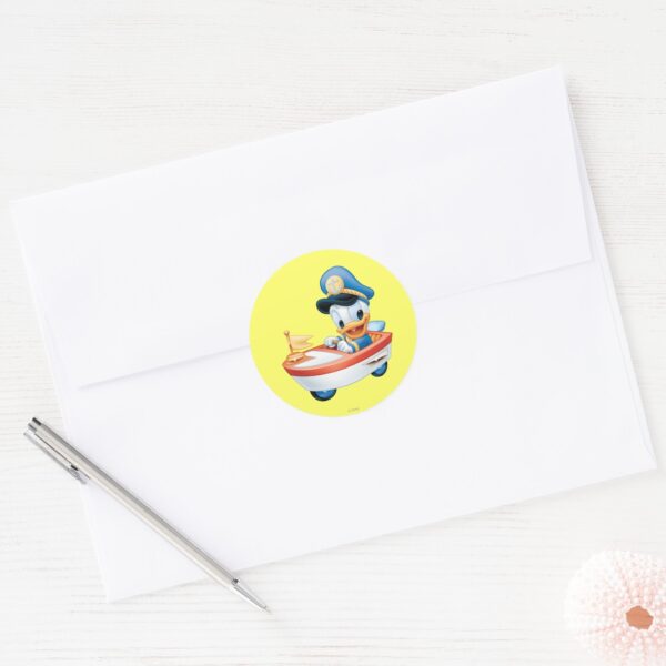 Donald_Duck___Boat_Baby_Classic_Round_Sticker_3 Donald Duck Boat Baby Classic Round Sticker