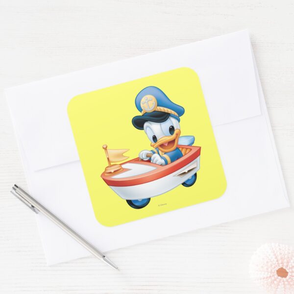 Donald_Duck___Boat_Baby_Square_Sticker_3 Donald Duck Boat Baby Square Sticker