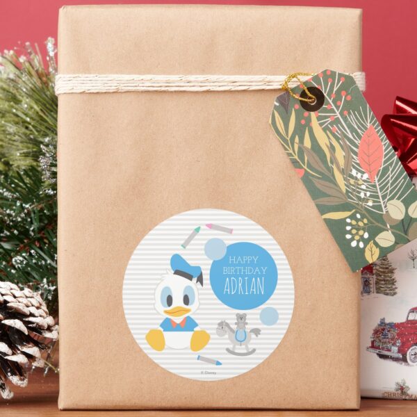 Donald Duck First Birthday Classic Round Sticker