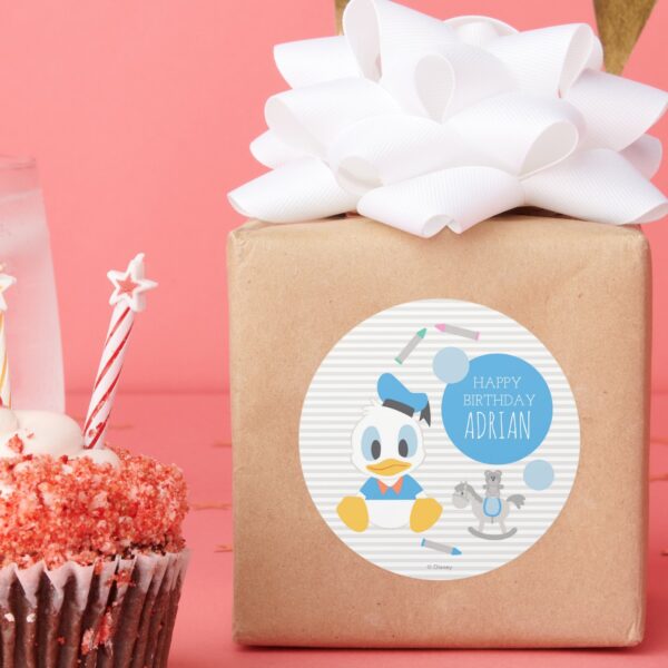 Donald Duck First Birthday Classic Round Sticker