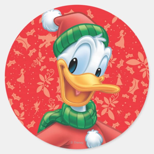 Donald Duck In Winter Clothes Classic Round Sticker