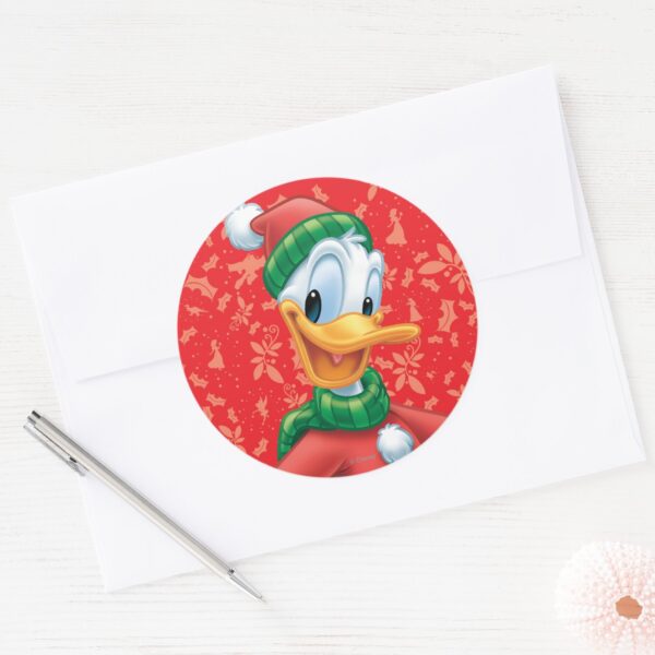 Donald Duck In Winter Clothes Classic Round Sticker