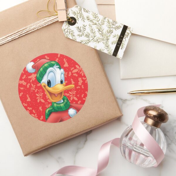 Donald Duck In Winter Clothes Classic Round Sticker