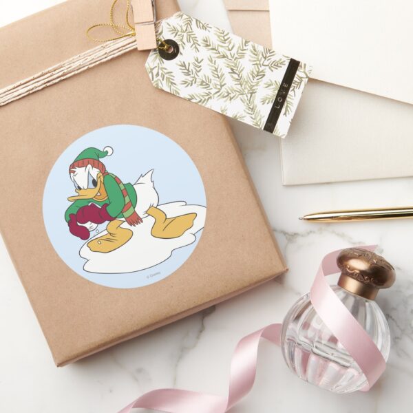 Donald Throwing A Snowball Classic Round Sticker