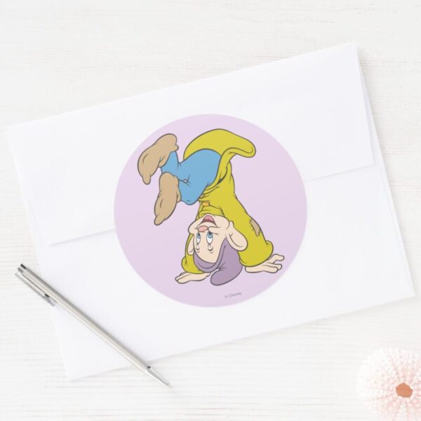 Dopey_Doing_a_Head_Stand_Classic_Round_Sticker_3 Dopey Doing A Head Stand Classic Round Sticker